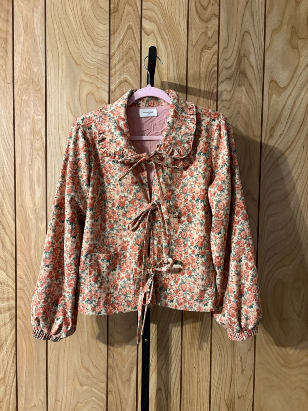 Anniewear Floral Tie Front Lightweight Jacket Size Small